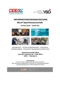 Informationsveranstaltung Beruf Sportwissenschaften 2016