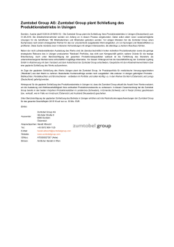 Zumtobel Group plant Schließung des Produktionsbetriebs in Usingen