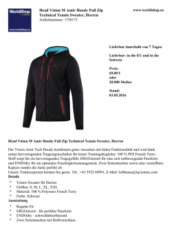Head Vision M Amir Hoody Full Zip Technical Tennis Sweater, Herren