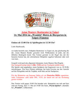 Informationen zum Skatturnier am 14.05.2016