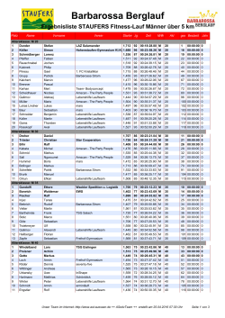 STAUFERS Fitnesslauflauf - Altersklassenliste