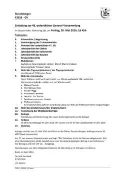 Runzlebieger F2016 - GV Einladung zur 48. ordentlichen General