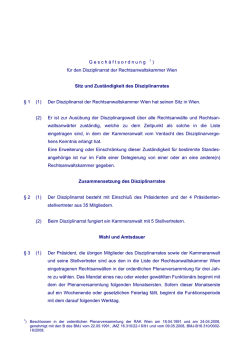 Geschäftsordnung für den Disziplinarrat der Rechtsanwaltskammer