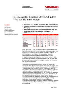 STRABAG SE-Ergebnis 2015: Auf gutem Weg zur 3