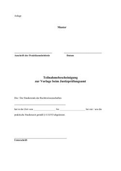 Teilnahmebescheinigung zur Vorlage beim Justizpr&uuml;fungsamt