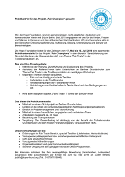 Praktikant*in für das Projekt „Fair Champion“ gesucht Wir, die Hope
