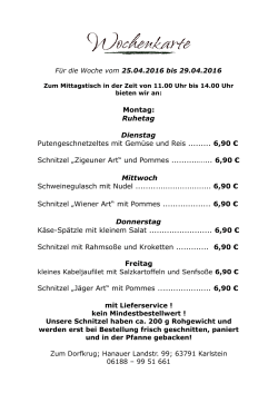 Wochenkarte 25.04.16 - Zum Dorfkrug Karlstein