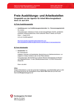 Freie Ausbildungs- und Arbeitsstellen - NE