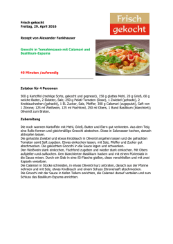 Gnocchi in Tomatensauce mit Calamari und Basilikum-Espuma