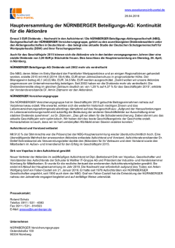 Hauptversammlung der N&Uuml;RNBERGER Beteiligungs
