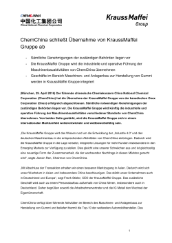 PDF: ChemChina schließt Übernahme von KraussMaffei Gruppe ab