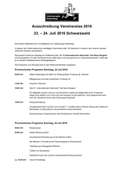 Ausschreibung Vereinsreise 2016 23. – 24. Juli