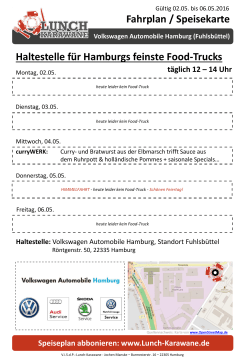 Speiseplan Hamburg-Fuhlsbüttel, Volkswagen - Lunch