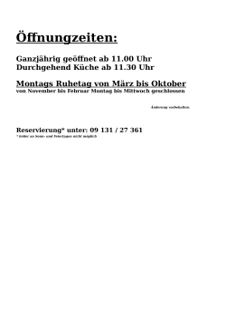 Öffnungzeiten - atzelsberger