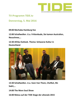 TV-Programm TIDE.tv Donnerstag, 5. Mai 2016