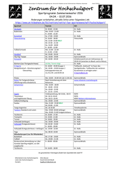 Hochschulsport-Programm - Sommersemester 2016