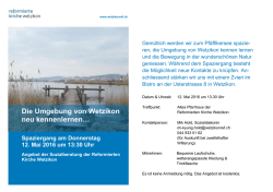 Die Umgebung von Wetzikon neu kennenlernen Donnerstag, 12