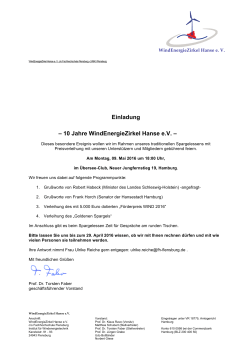 Einladung – 10 Jahre WindEnergieZirkel Hanse eV