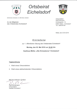 Einladung zur Ortsbeiratssitzung Eichelsdorf am 02.05.2016