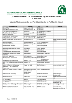 „Komm zum Pferd“ – 5. bundesweiter Tag der offenen Stalltür 1. Mai