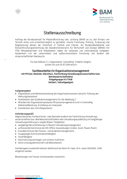 Stellenausschreibung - Bundesanstalt für Materialforschung und