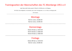 Trainingszeiten der Mannschaften des TC Altenberge 1951 e.V