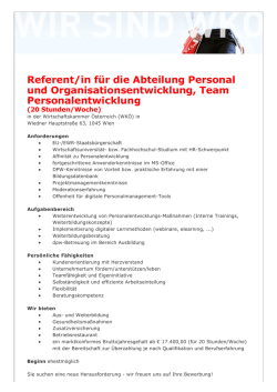 Referent/in für die Abteilung Personal und