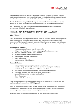Praktikant/-in Customer Service (80-100%) in Wettingen