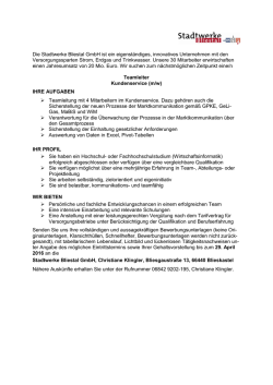 Teamleiter Kundenservice gesucht