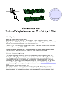 Infos und Hallenbelegung 2016