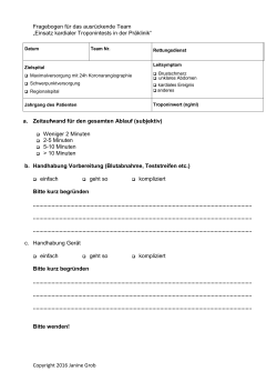 Papierfragebogen - Projekt Troponintest in der Präklinik