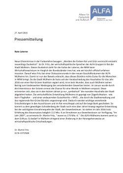 Pressemitteilung - ALFA Mülheim an der Ruhr