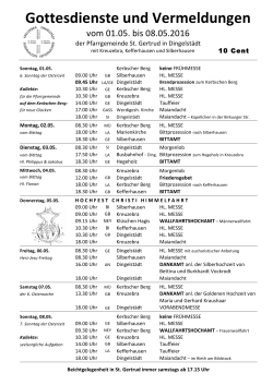 vom 01.05. bis 08.05.2016 - Pfarrgemeinde Dingelstädt