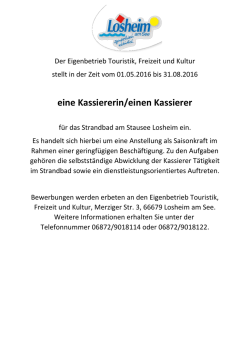 eine Kassiererin/einen Kassierer