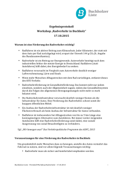 Protokoll Workshop Radverkehr 17.10.2015