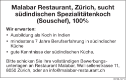 Malabar Restaurant, Zürich, sucht südindischen