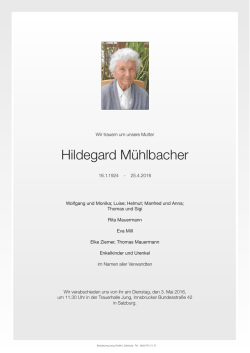 Hildegard M&uuml;hlbacher
