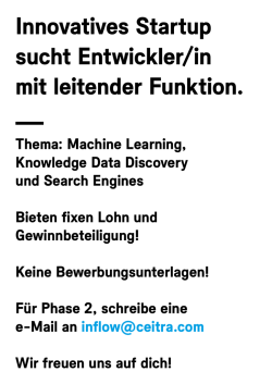 Innovatives Startup sucht Entwickler/in mit leitender Funktion.