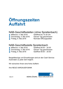 &Ouml;ffnungszeiten Auffahrt