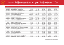 Unsere Öffnungszeiten an den Maifeiertagen 2016