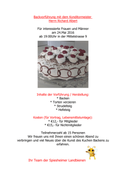 Backvorführung mit dem Konditormeister Herrn Albert