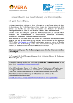 Informationen zur Durchf&uuml;hrung und Dateneingabe 2016