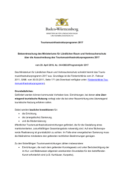 Bekanntmachung des Wirtschaftsministeriums - Baden