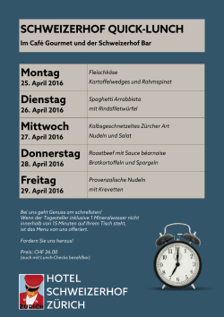 Quick-Lunch Menu - Hotel Schweizerhof Zurich