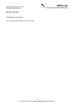Ich bin neu hier - Deutsches Schriftstellerforum