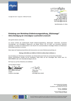 Ei ladu g zu Workshop Erle israu gestaltu g &bdquo;Gl&uuml; kswege&ldquo;