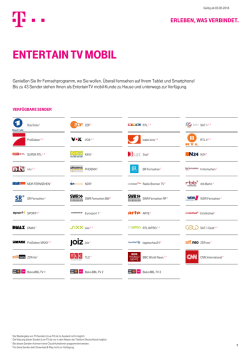 Gültig ab 29.04.2016 Das Erste ZDF RTL SAT.1 ProSieben VOX