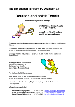 Tag der offenen Tür beim TC Ditzingen eV Deutschland spielt Tennis