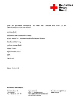 Liste der wichtigsten Dienstleister