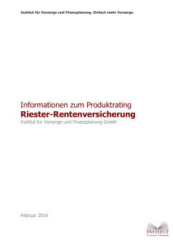 Riester-Rating des Institut für Vorsorge und Finanzplanung